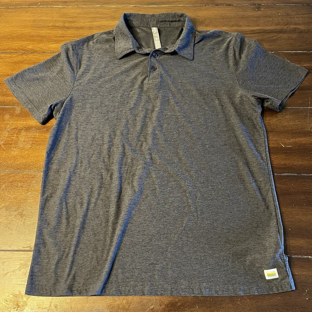 Vuori Zephyr Polo Shirt Mens Medium Gray Heather Light Stretch Performance
